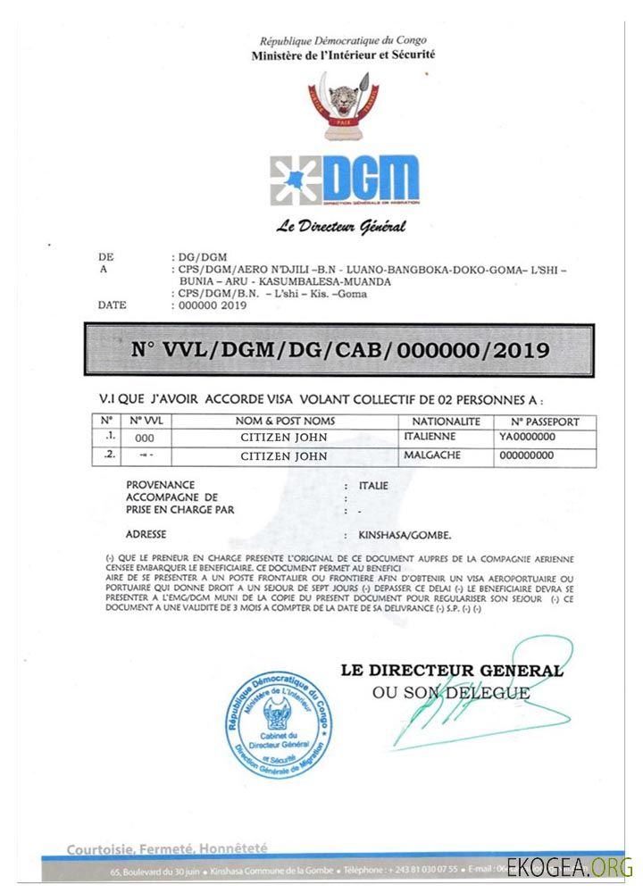 Visa électronique CONGO